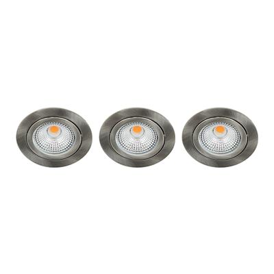 Set 3x Bella Ondiepe LED spot kantelbaar 5Watt rond NIKKEL dimbaar