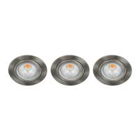 Set 3x Bella Ondiepe LED spot kantelbaar 5Watt rond NIKKEL IP65 dimbaar