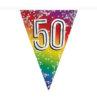 Boland Vlaggenlijn 50 jaar - 6 meter - glitter folie - slinger - 50e verjaardag versiering Boland Vlaggenlijn 50 jaar - 6 meter - glitter folie - slinger - 50e verjaardag versiering