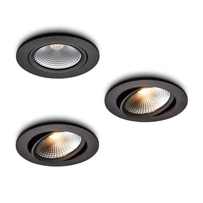 LED-inbouwspot set 3 stuks Cormo zwart 5W dimbaar