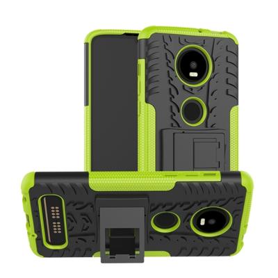 Band textuur TPU + PC schokbestendig telefoon geval voor Motorola Moto Z4 Play (met vingerafdruk gat) met houder (groen)