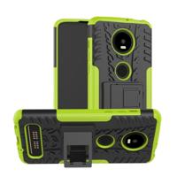 Band textuur TPU + PC schokbestendig telefoon geval voor Motorola Moto Z4 Play (met vingerafdruk gat) met houder (groen)