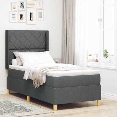 Boxspring Bed met Matras Donkergrijs 100x200 cm Stof
