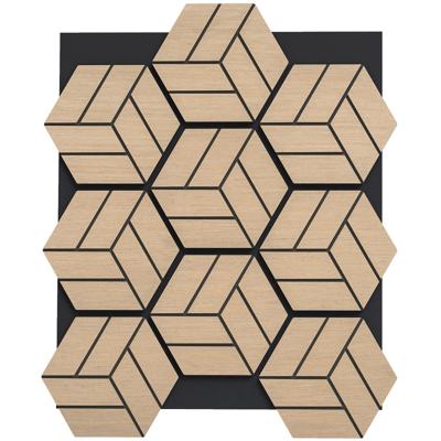 4 Geluidsisolerende Panelen Voor Muren 81 x 66 Centimeter Met 9 Zeshoekige Houten Planken