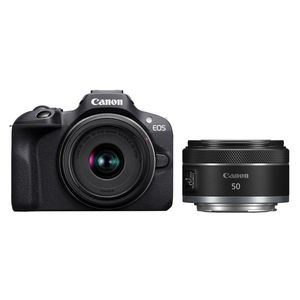 Canon EOS R100 systeemcamera Zwart + RF-S 18-45mm IS STM + RF 50mm f/1.8 STM