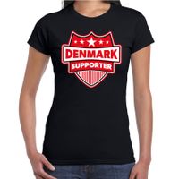 Denemarken / Denmark schild supporter t-shirt zwart voor dames