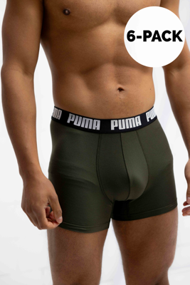Puma Everyday Basic Boxershort Heren 6-Pack Donkergroen/Zwart - Maat S - Kleur: DonkergroenZwart | Soccerfanshop