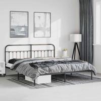 Bedframe met hoofdbord metaal zwart 183x213 cm