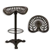 A CAST IRON BAR STOOL, BLACK