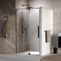 BRAUER Stellar Nisdeur - 2-delig - 120x200cm - draaideur - glascoating - omkeerbaar - helder glas - mat zwart GS-SRN1H120200MZ