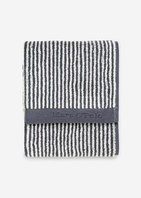 Marc O'Polo Marc O'Polo Timeless Tone Stripe Gastendoek Marine/Silver 30x50