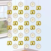 Hangdecoratie slingers - jubileum - 50 jaar - goud - feestdecoratie - feestartikelen