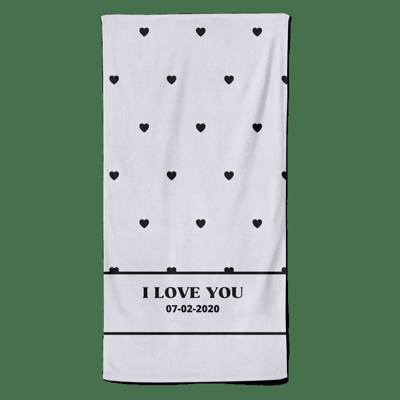 Valentijn handdoek Hartjes met datum - Pillow Buddies
