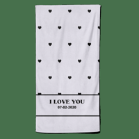 Valentijn handdoek Hartjes met datum - Pillow Buddies