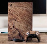 PS5 sticker Realistische houten achtergrond