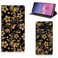 Samsung Galaxy S10 Smart Cover Gouden Bloemen