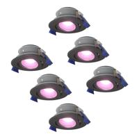 Set van 6 Lima smart inbouwspots - Wifi + Bluetooth - RGBWW - GU10 5,5 Watt 345 Lumen - Kantelbaar - Google Home, Amazon Alexa en Siri - IP65 Waterdicht - Zwart - Bestuurbaar via app en stem