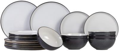 Cosy & Trendy Serviesset Ciel - Wit - 18-delig / 6 personen - 6 dinerborden, 6 ontbijtborden en 6 kommen