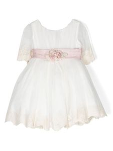 AMAYA robe en tulle à fleurs appliquées - Blanc