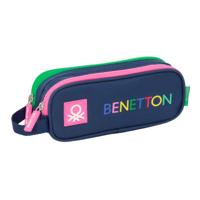 Pennenetui met 2 vakken Benetton Damero Marineblauw 21 x 8 x 6 cm