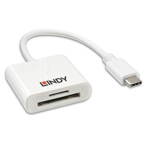 LINDY 43185 Externe geheugenkaartlezer Micro-SD, SD, USB-C USB 3.2 (Gen 1) Wit