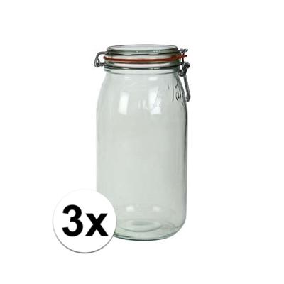 Voorraad/weckpot - 3x stuks - transparant - glas - 28 x 13 cm - 3 L - Le Parfait Voorraad/weckpot - 3x stuks - transparant - glas - 28 x 13 cm - 3 L - Le Parfait