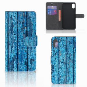 Apple iPhone Xs Max Book Style Case Wood Blue