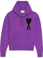 AMI Paris hoodie en maille à logo intarsia - Violet