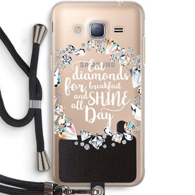 Diamonds: Samsung Galaxy J3 (2016) Transparant Hoesje met koord