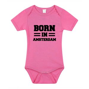 Born in Amsterdam kraamcadeau rompertje roze meisjes 92 (18-24 maanden)  -