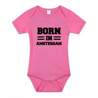 Born in Amsterdam kraamcadeau rompertje roze meisjes 92 (18-24 maanden)  - - thumbnail
