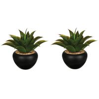 Set van 2x stuks atmosphera Aloe Vera kunstplanten in keramische pot 37 cm - Kunstplanten