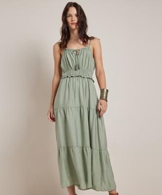 lange jurk met ruche lange jurk met ruche