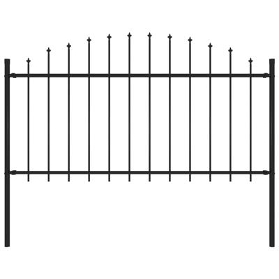 Tuinhek met speren bovenkant (1,25-1,5)x1,7 m staal zwart