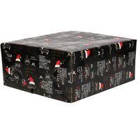 3x Rollen inpakpapier/cadeaupapier Kerst print zwart 2,5 x 0,7 meter 70 grams luxe kwaliteit - Cadeaupapier - thumbnail