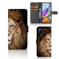 Samsung Galaxy A21s Telefoonhoesje met Pasjes Leeuw