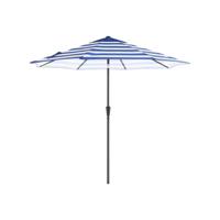 Ø 265 cm opvouwbare parasol met zwengel, Blauw + Wit - thumbnail