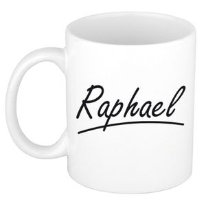 Naam cadeau mok / beker Raphael met sierlijke letters 300 ml   -
