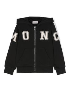 Moncler Enfant hoodie zippé à logo imprimé - Noir