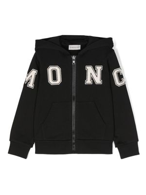 Moncler Enfant hoodie zippé à logo imprimé - Noir