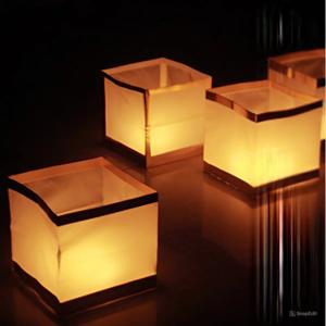 Drijvende lantaarn - 8x stuks - lampion - 15 x 15 cm - wit - Vierkant - voor op het water