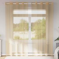 Gordijnen Voile met doorvoertules 2 st zand
