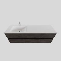 Badkamermeubel Solid Surface BWS Oslo 150x46 cm Links Wood Dark Brown (met 1 kraangat) - thumbnail