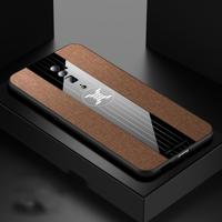 Voor OPPO Reno 10x zoom XINLI stiksels doek Textue schokbestendig TPU beschermhoes (bruin)