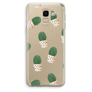 Cactusprint roze: Samsung Galaxy J6 (2018) Transparant Hoesje