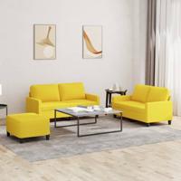 3-delige Loungeset met kussens stof lichtgeel