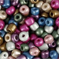 Creativ Company Rocailles, d 5 mm, afm 4/0, gatgrootte 1,2 mm, ca. 500 stuk, metallic kleuren, 130 gr/ 1 doos