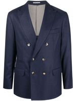 Brunello Cucinelli blazer en laine vierge à boutonnière croisée - Bleu - thumbnail