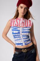 T-shirt met opening en lettering - WHITE - L