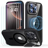 iPhone 16 Pro Classic Hybrid with Stash Stand Protection Bundle Clear Black